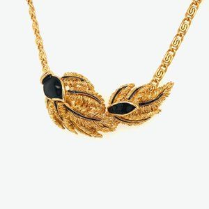 Gold plated feather necklace stamped Balenciaga